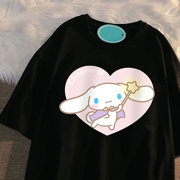 Fashion Kawaii Sanrios Kortärmad Söt Mjuk Cinnamoroll Tecknad Anime Vilt Tryck Kortärmad Plyschleksaker För Flickor Gåvor M 09
