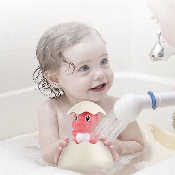 Badelegetøj med vandstråle til børn, søde dyreklækkende æg spray sprinkle legetøj til badekar pool badeværelse Red Dinosaur