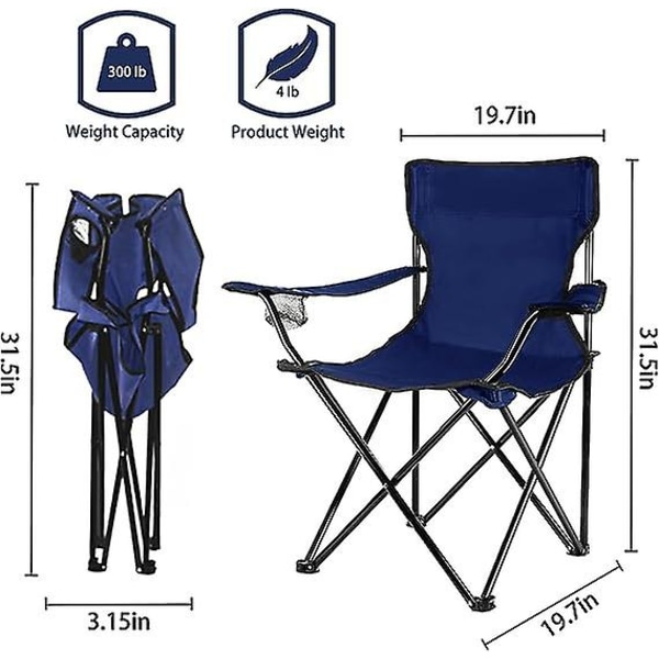 Udendørs Klapstole Camping Bærbare Borde Og Stole Campingudstyr Lænestole Bærbare Fiskestole Klapstole Strandstole dark blue