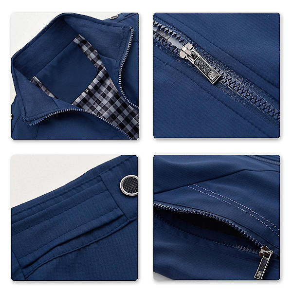 Herre Ensfarvet Løs Casual Jakke Blue XL