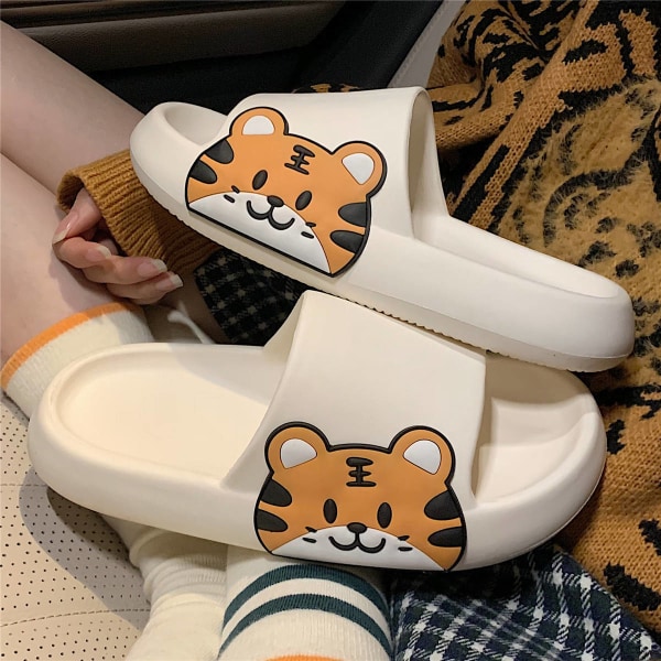 Slippers med tykk såle, sklisikre badesko, sommersandaler for kvinner white 38-39