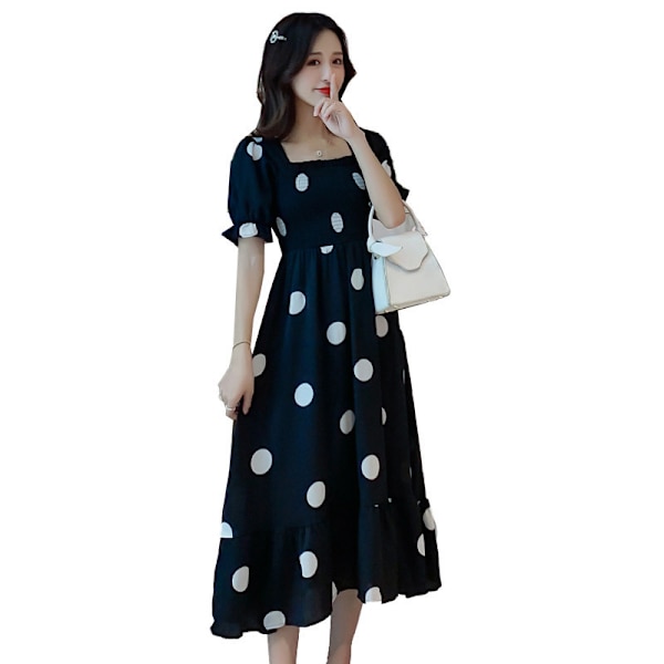 Ny Sommer Underbelly Slim Mellem længde Polka Dot Kjole black M