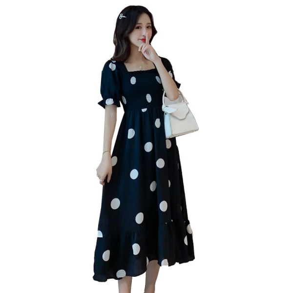 Ny Sommer Underbelly Slim Mellem længde Polka Dot Kjole black XXL