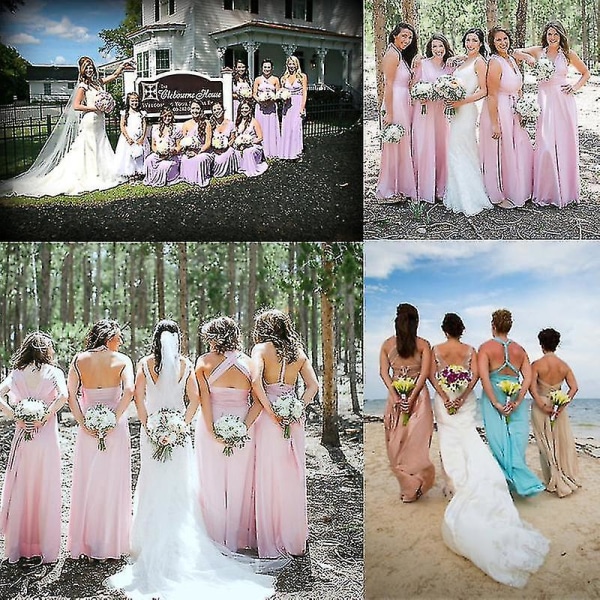 Dame Multiway Wrap Bandage Lang Kjole Konvertibel Boho Aftenkjole Til Fest Brudepiger Dusty Pink S