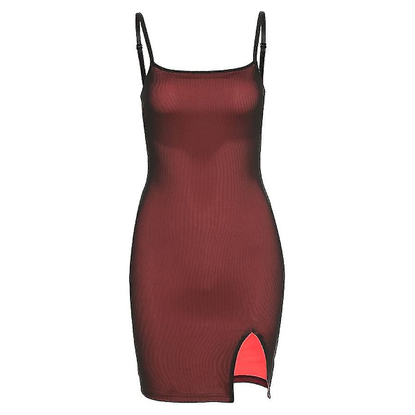 Dame Mesh Dobbelt Lag Sexy Tettsittende Kjole Ermeløs Party Bodycon Elastisk Slim Antrekk M