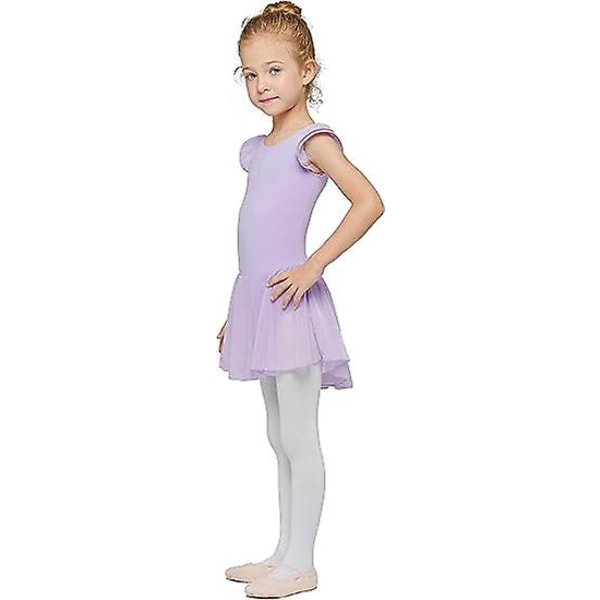 Toddler Flickor Balett Klänningar Leotards Med Kjol Dansklänning Ballerina Tutu Outfit Light Purple 130CM