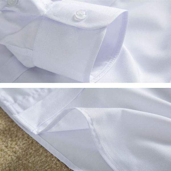 Herrskjorta långärmad slim fit enfärgad casual skjorta White L