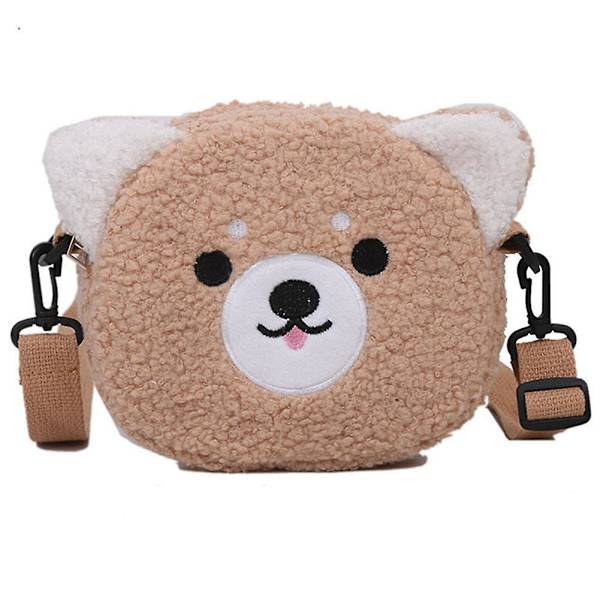 Cartoon Plysch Cross-body Väska Söt Kompakt Resväska För Kvinnor Flickor Khaki
