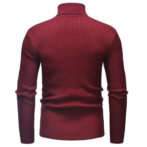 Hög rullande polotröja i stickat för män Red XL
