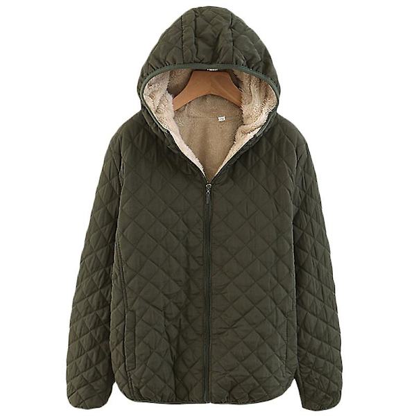 Dam Huva Fleecefodrad Jacka Hoodie Army Green M
