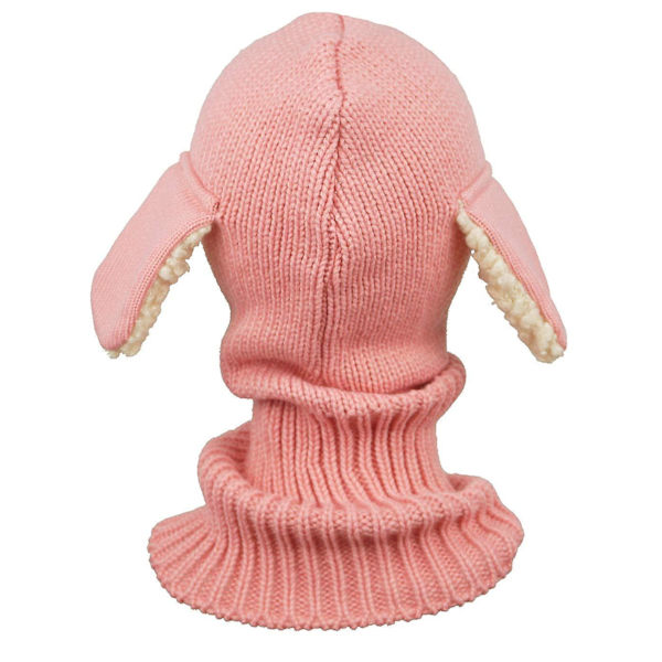 Stickad Babymössa Varm Vinterluva Med Öronmuffar Halsduk För Pojkar Flickor Pink