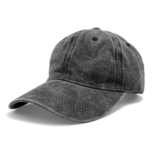 Vasket Lavmælt Bomuld Og Denim Upf 50+ Ensfarvet Baseball Kasket Hat black