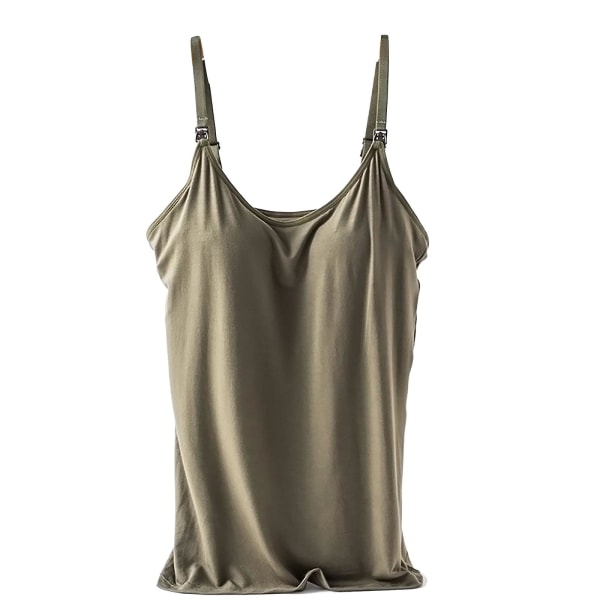 Amme Camisole Lingeri til Gravide Justerbare Stropper Indbygget Pad Vest Top Undertrøje Loungewear Army Green XL