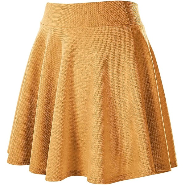 Dam Basic Mångsidig Stretchig Utsvängd Casual Mini Skaterkjol Turmeric M