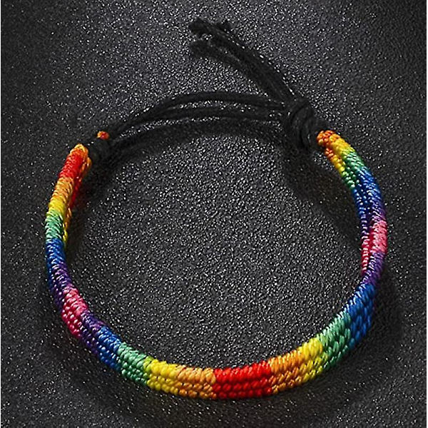 Sex Färger Regnbåge Handflätat Armband Vänskapsarmband Pararmband - 2 st