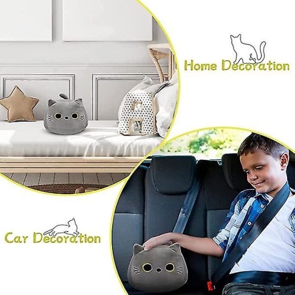 3D Svart Katt Plysj Kosedyr Leke Putepute White 30cm