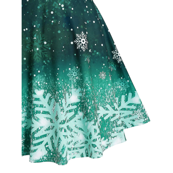 Dame Vintage Julekjoler Ombre Farve Snefnug Print Off Shoulder Festkjole S