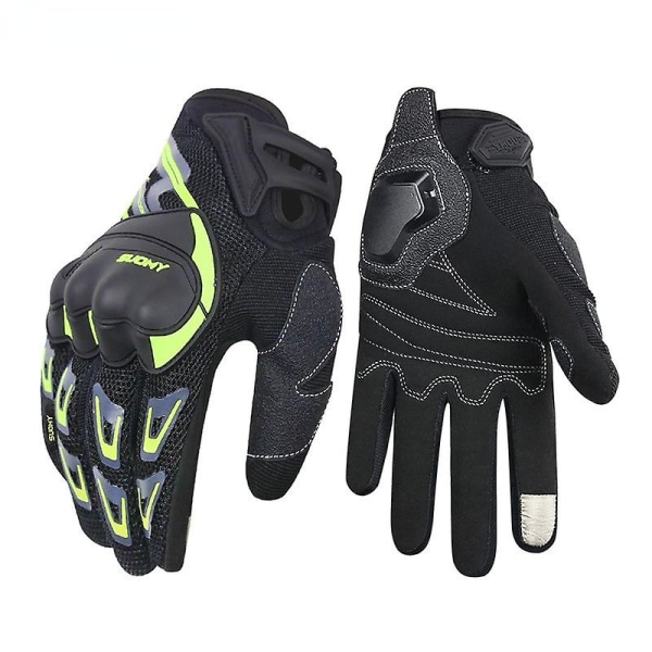 Motorcykelhandskar Tunn Mesh Andningsbar Alla Säsonger Ridhandskar Hel Fingerhandskar Anti Drop Slitstark Racinghandskar Herr Sommar green XXL