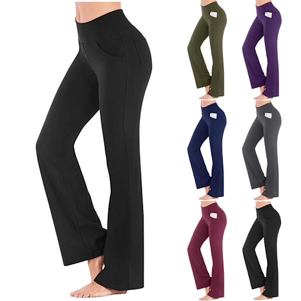Kvinder Vide Benbukser Casual Stretch Yoga Bukser Lounge Bukser Sort black 4XL