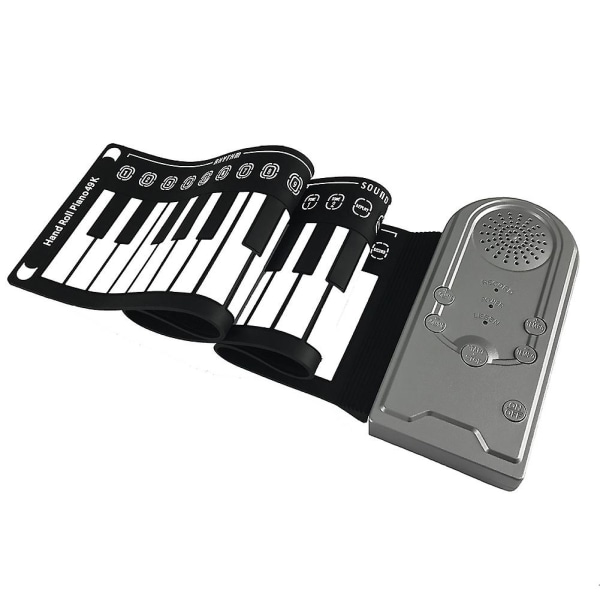 Bärbart Handrullpiano Flexibelt Digitalt Rullpiano Keyboard Silikon Hopfällbart Elektronisk Keyboard Uppladdningsbart Barn Tidig Inlärning Piano Moonlight Silver