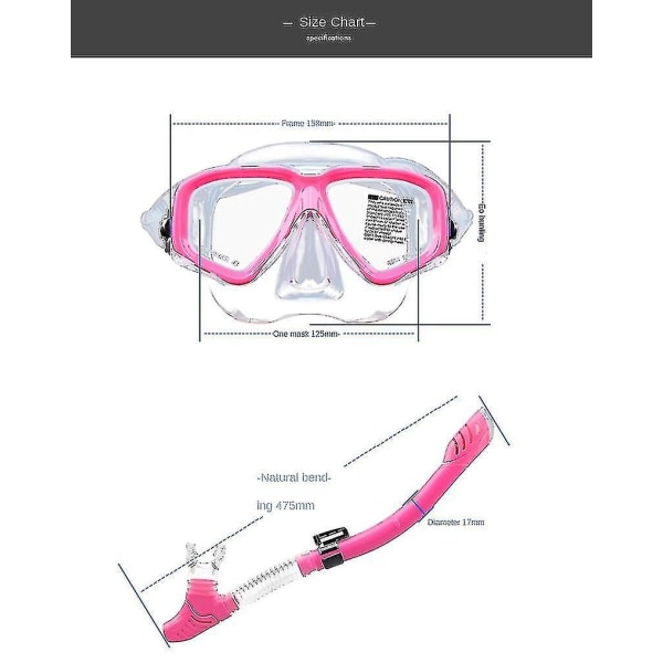 Härdat Glas Silikon Dykmask Snorkelset Myopi Simglasögon gul