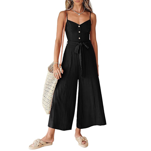 Sommerlige seler til kvinder Strandrejseoutfits med lommer Egnet til pige kvinde kæreste mor Black 2XL