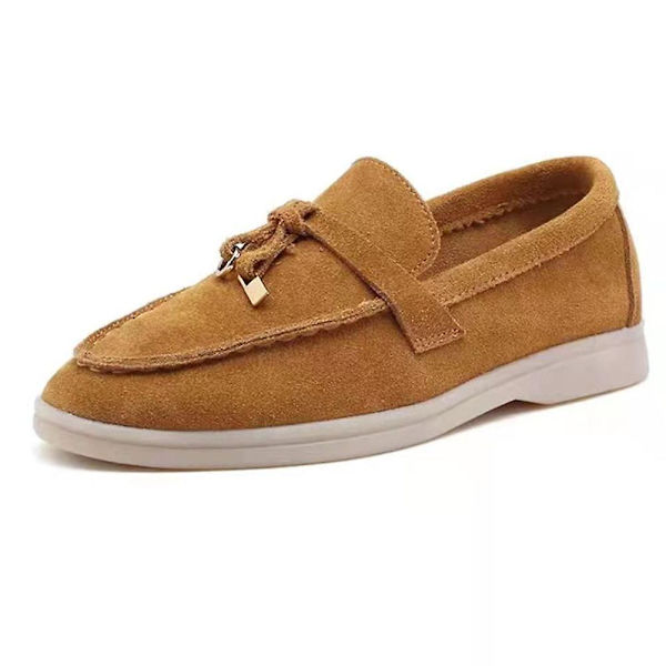 Mocka Slip-on Flatskor för Vår och Höst, Halkfria Bekväma Löparskor för Kvinnor, Vardagsbruk Brown 37