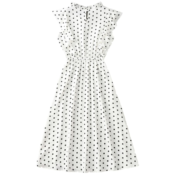 Dame Polkaprikket Kjole Plus Size Print Lang Kjole Til Strandbrug Black And White Dots L