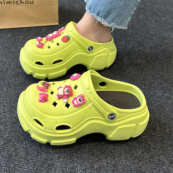 Sko med tyk sål og hævet hul til kvinders sommerstrand anti-slip tåslippers green 3 40-41
