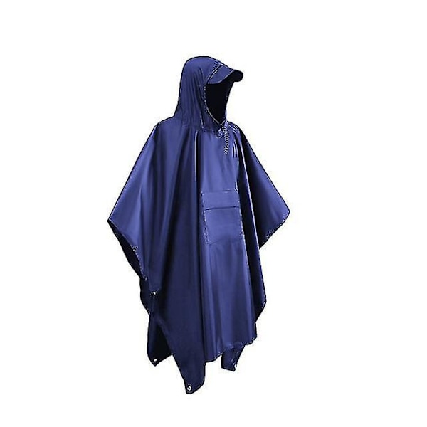Sadetakki Pitkä Hätähuppu Hengittävä Kevyt Retkeily Sadeviitta Taskulla Ulkoiluun Leirintään Dark blue