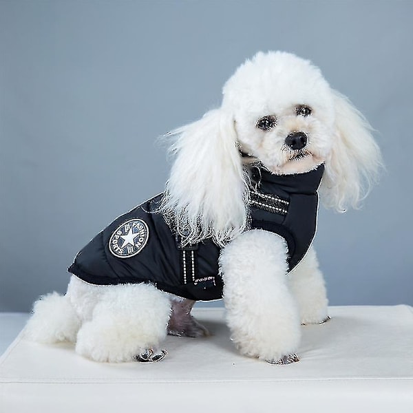 Stor hundjacka med sele Vintervarma hundkläder Vattentät Black M