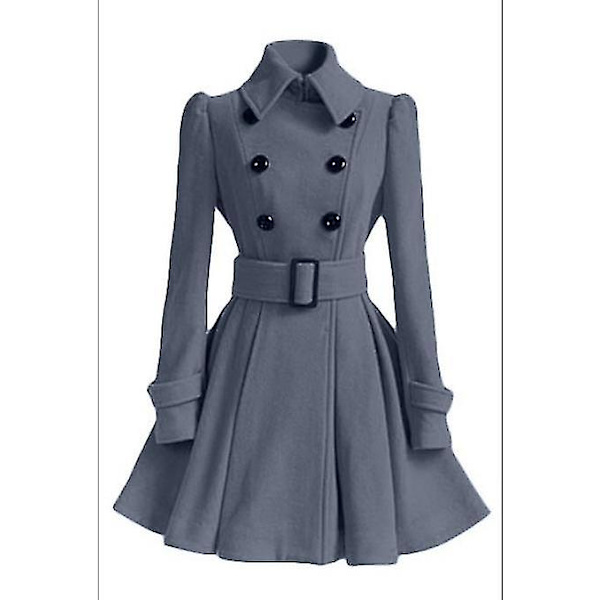 Elegant dame vinterfrakke med bælte, lang jakke, 6 farver black M