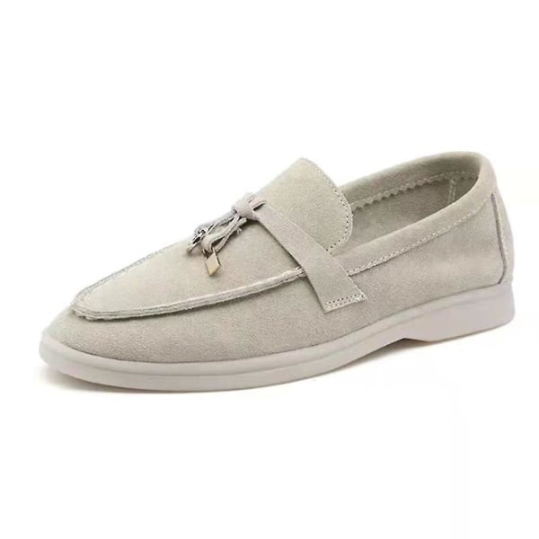Kevät Syksy Mokkanahkaiset Slip-on Ballerinat Liukumattomat Mukavat Juoksukengät Naisille Päivittäiseen Käyttöön Beige 38