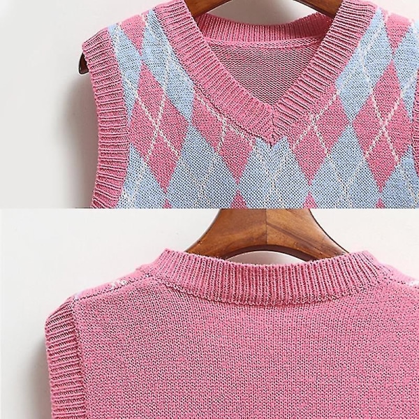 Strikket Vest, Afslappet Pullover Elastisk Sweater Blue M