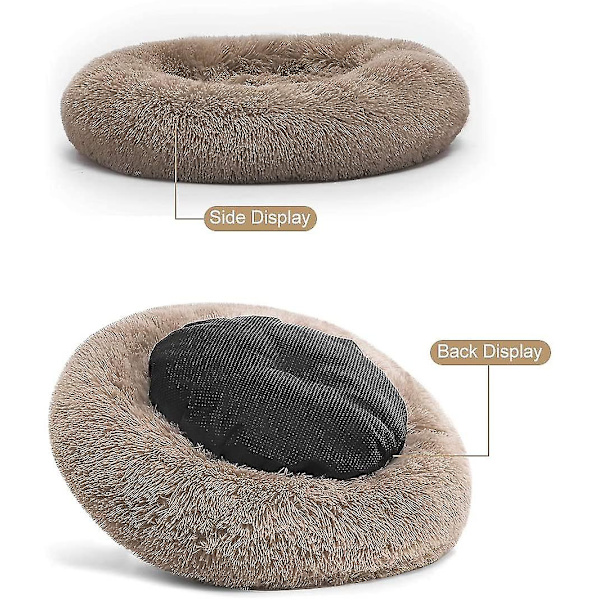 Ortopædisk hundeseng, komfortabel donut-krammer, rund hundeseng, ultrablød vaskbar hunde- og kattepude seng