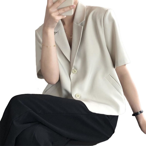 Mote Kort Ermet Dress For Kvinner Stilig Kort Ermet Dress Myk Pustende Kort Ermet T-skjorte Beige Apricot S
