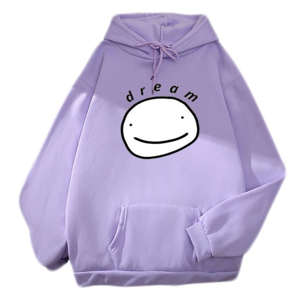 Baggy Casual Hoodie Sweatshirt Herr Kvinnor Smile Face Print Hood Pullover Top Purple 2 L