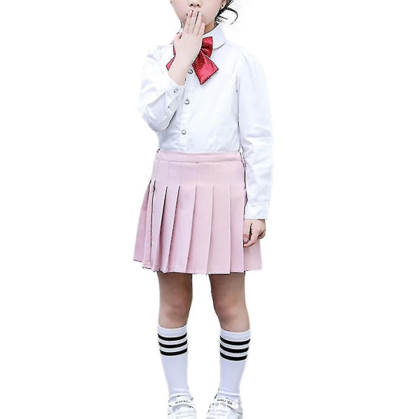 Flickor med hög midja, plisserad dragkedja i tennisstil Skater-minikjol (barn) Pink 150cm  11-12 Years