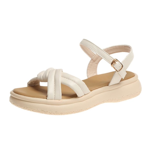 Dam Casual Klänningssandaler Öppen Tå Bekväma Sandaler För Arbete Klubb Party Bröllop Creamy-white 40
