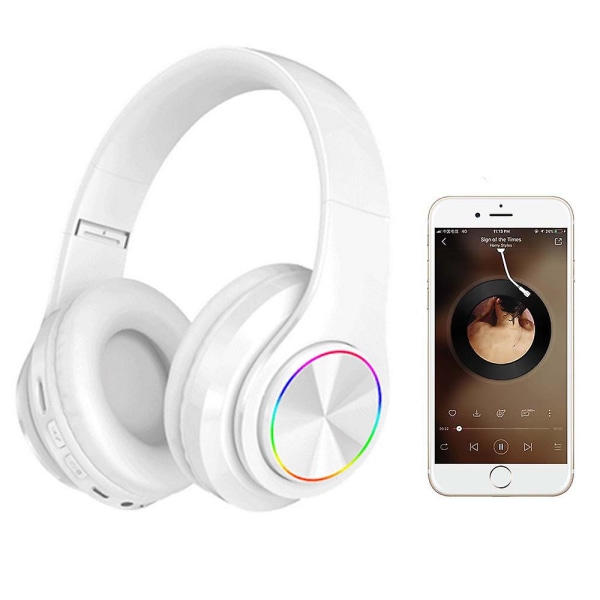 Bluetooth Hodetelefoner Trådløse Hodetelefoner Over Øret Med Mikrofon, Sammenleggbare & Lett Stereo Trådløst Headset For Reise Arbeid Tv Pc Mobiltelefon white