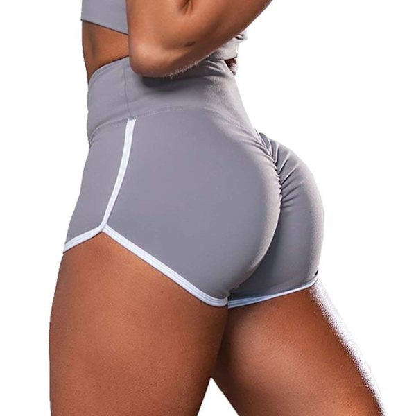 Träningsshorts för Kvinnor Hög Midja Butt Lifting Texturerade Booty Byxor För Yoga Gray M