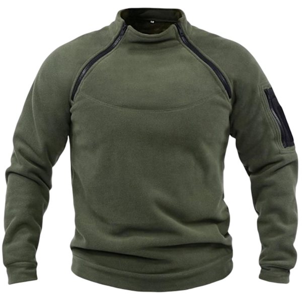 Herrtröja med ståkrage Vinter Värmande Andningsbar Pullover Casual Långärmad Termisk Jacka Army Green XL