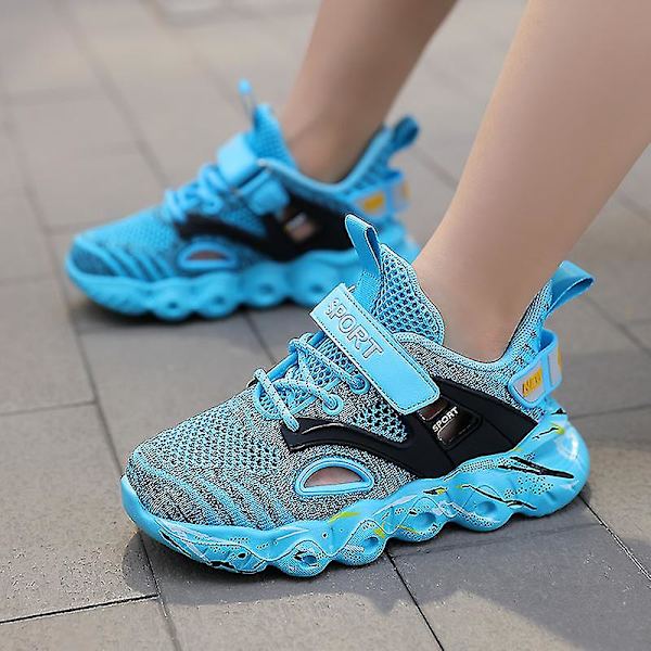 Nye Trendy Drenge Piger Sneakers Åndbare Løbesko Mode Sportssko 3c907 Blue 34