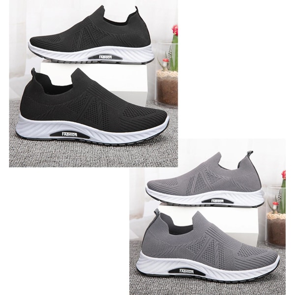 Løpesko for menn med pustende mesh, sklisikre sneakers for fitness, sport, gym, jogging, tennis Black 40