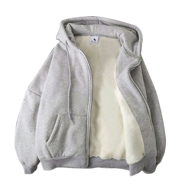 Casual hettegenser med glidelås for menn, japansk stil, cardigan-topp for vår og høst, utendørsbruk Grey with Thin Velvet 5XL