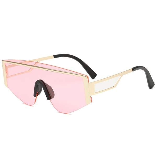 Personlighet Halvram Solglasögon i ett stycke Uv-resistenta metallsolglasögon för män och kvinnor Golden Frame Powder