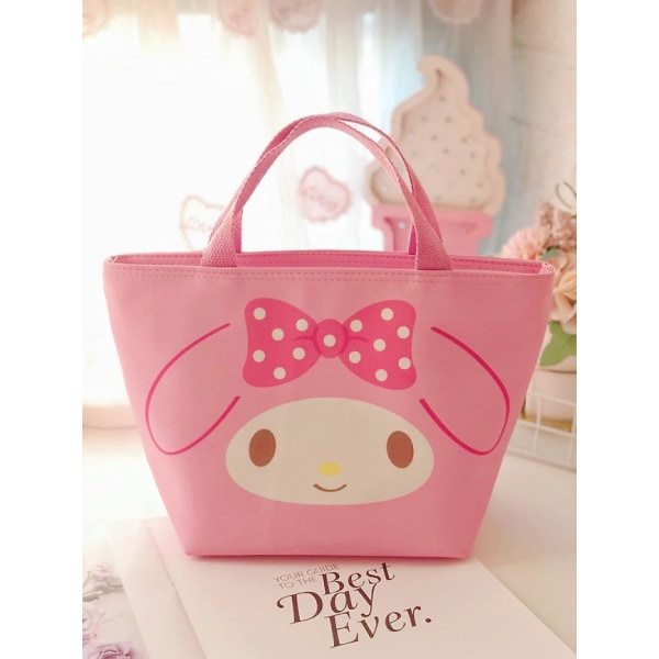 31 cm Sanrios Kawaii Cartoon Mymelody Kuromi Cinnamoroll Student Office Worker Handväska Isolerad Lunch Box Bag Pu Lunch Bag BadBadtz-maru