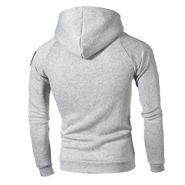 Herr Tjock Tröja Med Luva Huvtröja Sweatshirt Vinter Varma Jumper Toppar Light Gray 3XL