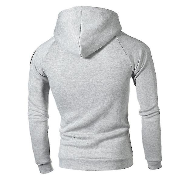 Herre Tykk Hettegenser Hettegenser Pullover Genser Vinter Varm Genser Topper Light Gray M