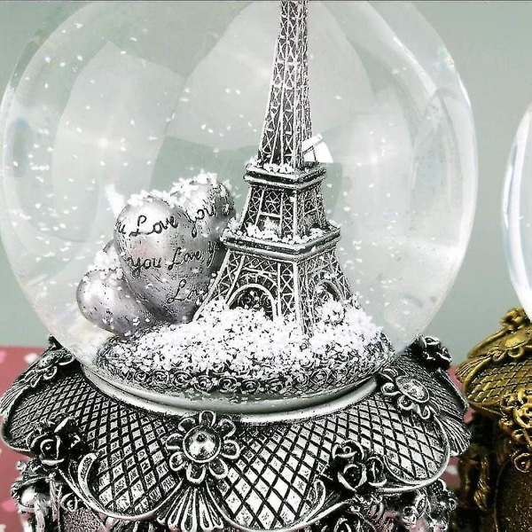 Paris Eiffeltornet Snöglob Musikbox Med Automatisk Snöfall Och Färgglada Ljus, 100mm 6 Hög gold